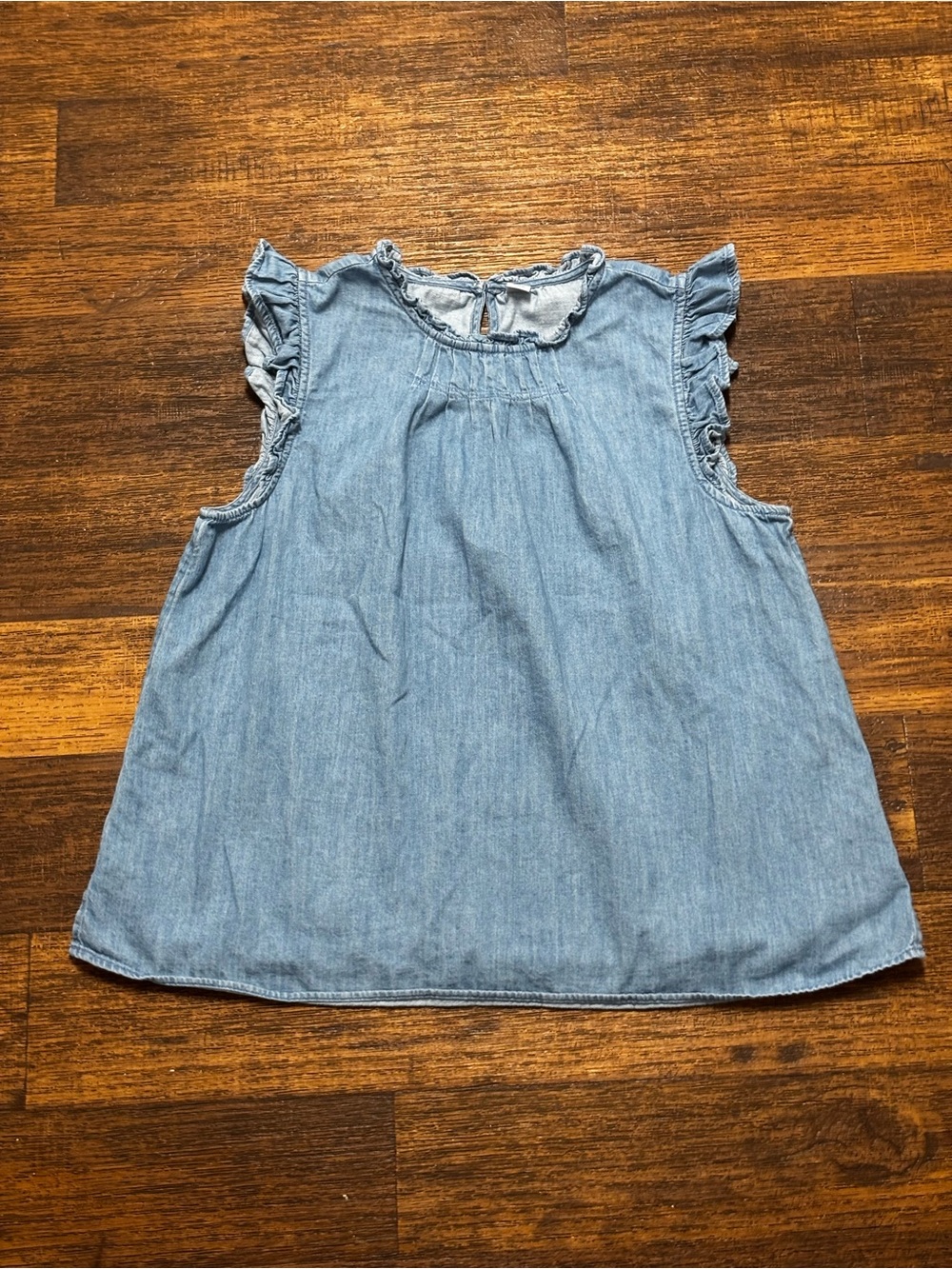 Old Navy Light Blue Denim Ruffle Sleeve Tank Top